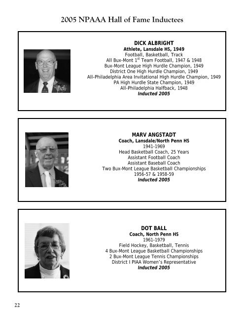 2006 NPAAA Hall of Fame Inductees - North Penn Alumni Athletic ...