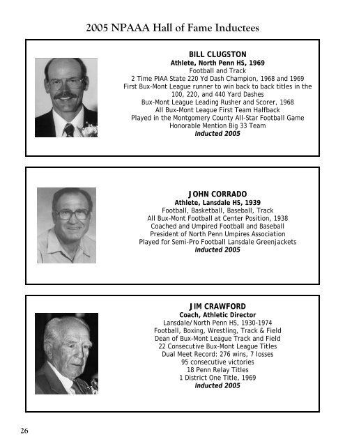 2006 NPAAA Hall of Fame Inductees - North Penn Alumni Athletic ...