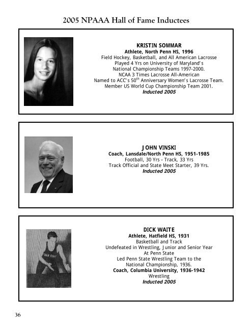 2006 NPAAA Hall of Fame Inductees - North Penn Alumni Athletic ...