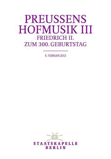 preussens hofmusik iii - Heimat.de