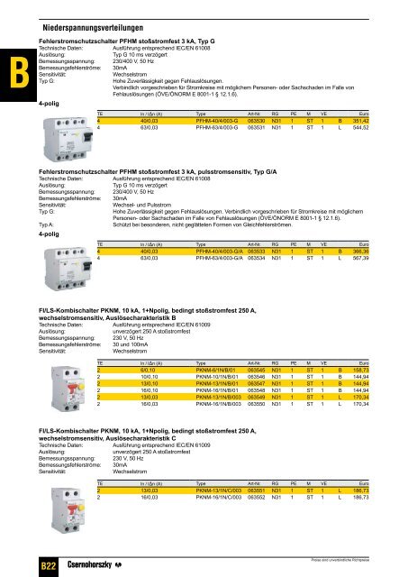 Niederspannungsverteilungen B