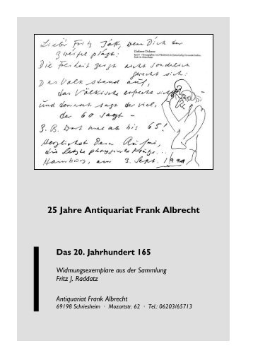 Das 20. Jahrhundert 165 - Antiquariat  Frank Albrecht