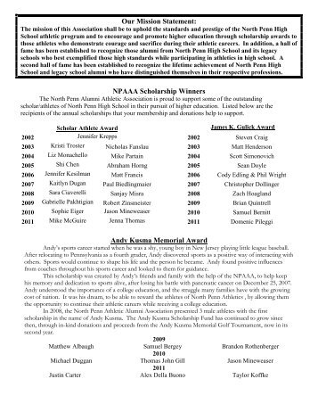 2011 NPAAA Hall of Fame Inductees - North Penn Alumni Athletic ...