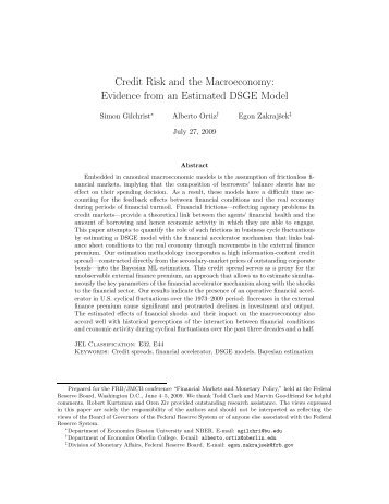 Credit Risk and the Macroeconomy: Evidence from an Estimated ...