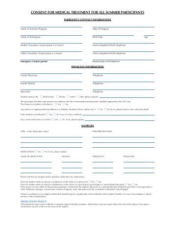 Health History and Consent Form - Oberlin College