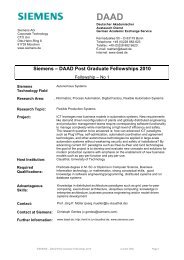 Siemens – DAAD Post Graduate Fellowships 2010