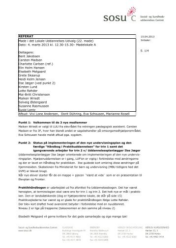 REFERAT Møde i det Lokale Uddannelses Udvalg (22 ... - SOSU C