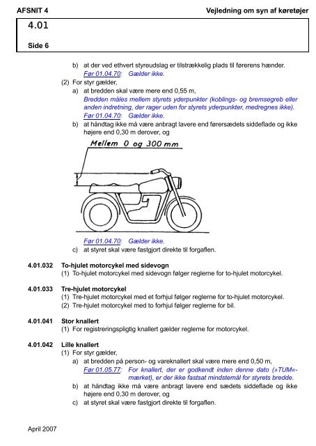 Vejledning om syn af køretøjer AFSNIT 0 Side 1