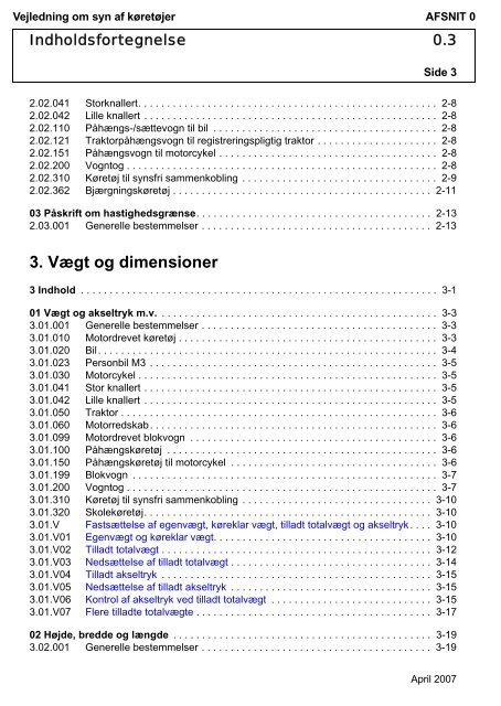 Vejledning om syn af køretøjer AFSNIT 0 Side 1