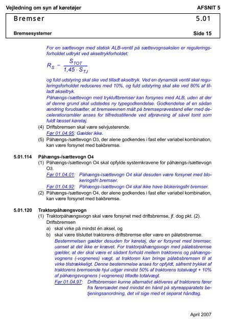 Vejledning om syn af køretøjer AFSNIT 0 Side 1