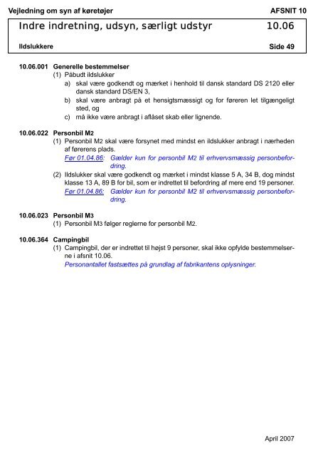 Vejledning om syn af køretøjer AFSNIT 0 Side 1