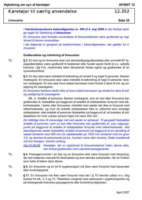 Vejledning om syn af køretøjer AFSNIT 0 Side 1