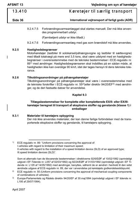 Vejledning om syn af køretøjer AFSNIT 0 Side 1