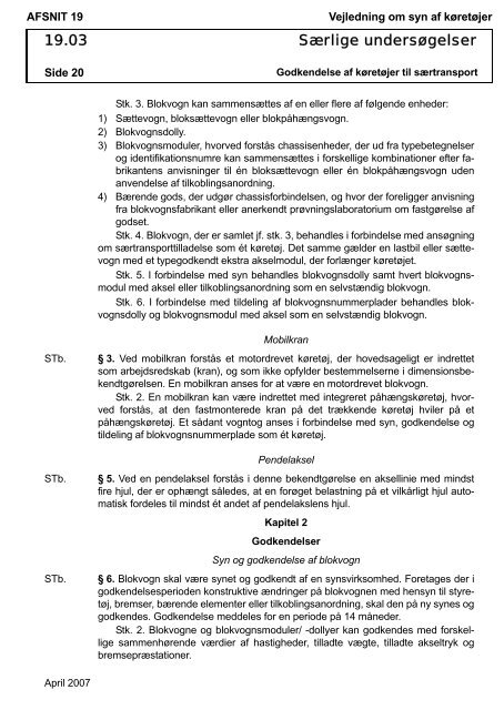 Vejledning om syn af køretøjer AFSNIT 0 Side 1