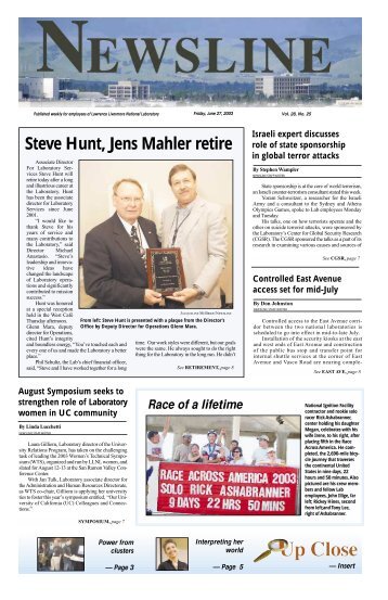 Steve Hunt, Jens Mahler retire - NEWSLINE - Lawrence Livermore ...