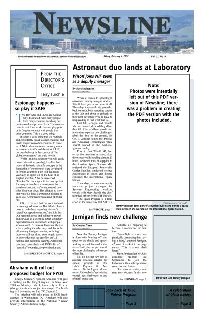 Astronaut duo lands at Laboratory - NEWSLINE - Lawrence ...