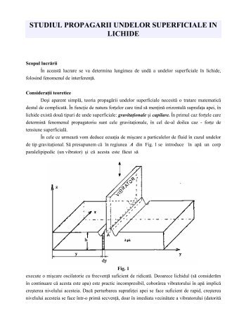 Studiul propagării undelor superficiale în lichide.