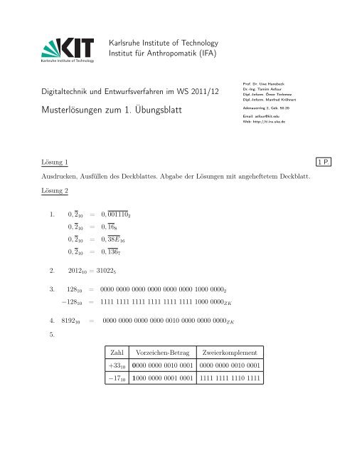 Musterlösungen zum 1. Übungsblatt - next-internet.com