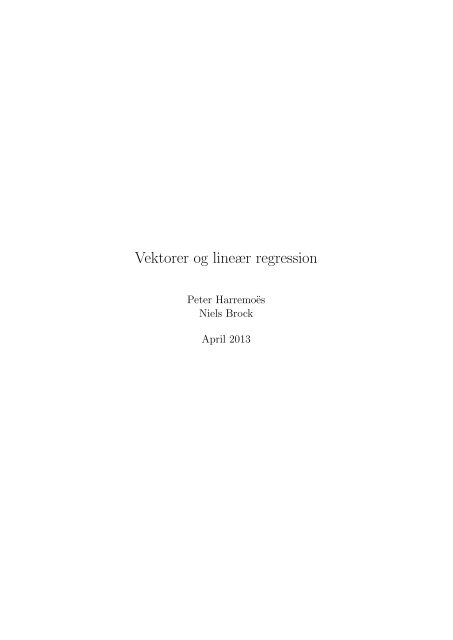 Vektorer og lineær regression - Forside for harremoes.dk