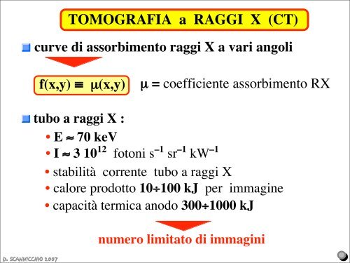 TOMOGRAFIA a RAGGI X (CT) - Facoltà di Medicina e Chirurgia