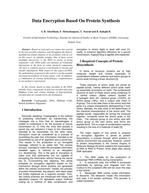 Data Encryption Based On Protein Synthesis - Nguyen Dang Binh