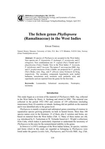 A Lichenological Legacy – Festschrift Thomas H