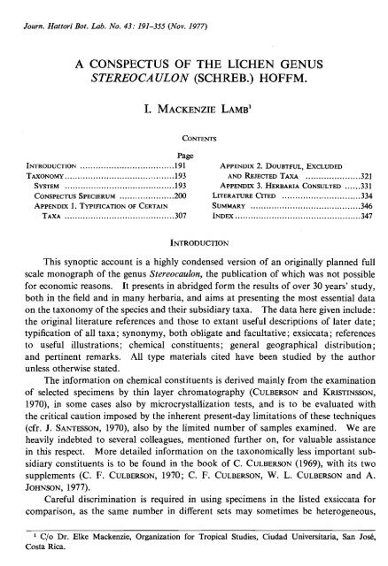 A CONSPECTUS OF THE LICHEN GENUS STEREOCAULON ...