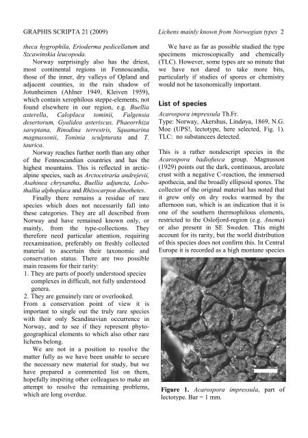 (2009): Lichens in Scandinavia known mainly from Norwegian type ...