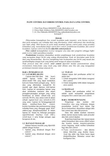 FLOW CONTROL DAN ERROR CONTROL PADA DATA LINK ...