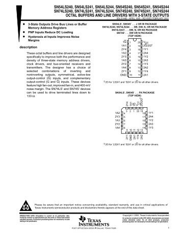 Octal Buffers and Line Drivers With 3-State Outputs (Rev. B