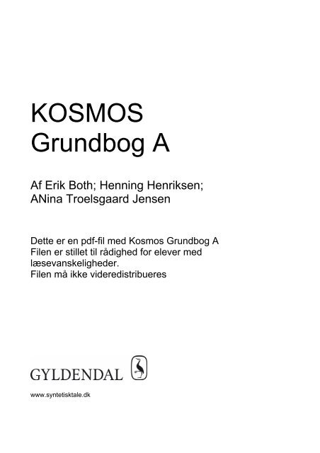 KOSMOS Grundbog A - Syntetisk tale
