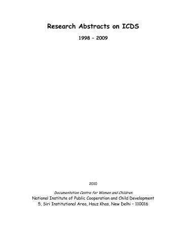 Research Abstracts on ICDS 1998 - Nipccd