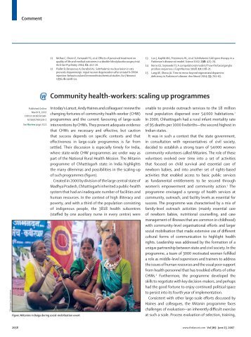 Community health-workers: scaling up programmes - Nipccd