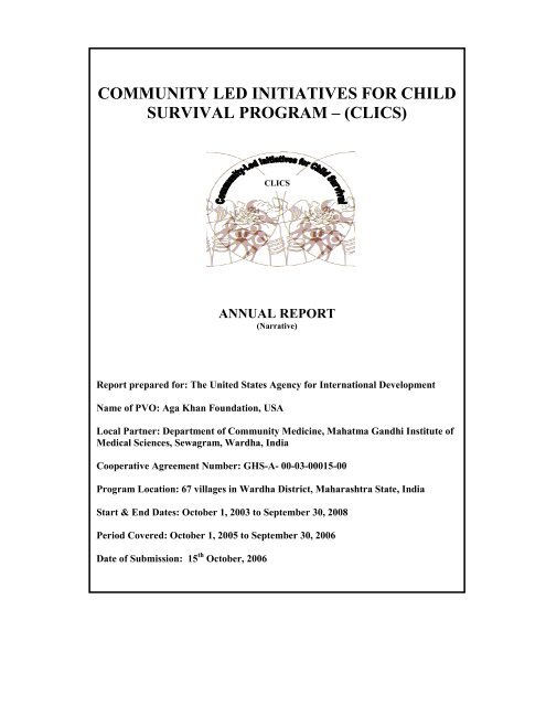 community led initiatives for child survival program ? (clics) - Nipccd