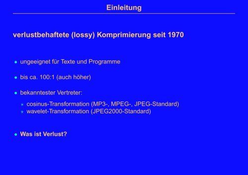 transform coding - Lehrstuhl Technische Informatik der MLU Halle ...