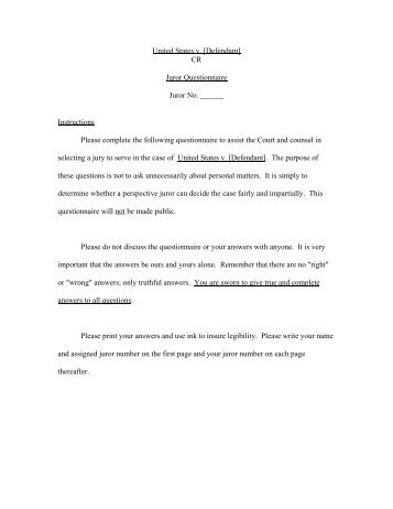 sample questionairre