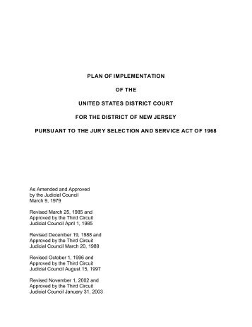 Jury Selection Plan for the District of New Jersey - Federal Public ...