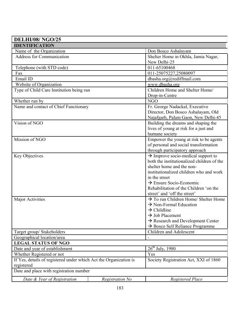 Part B State wise Profile of Child Care Institutions - Nipccd