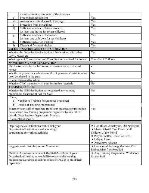 Part B State wise Profile of Child Care Institutions - Nipccd