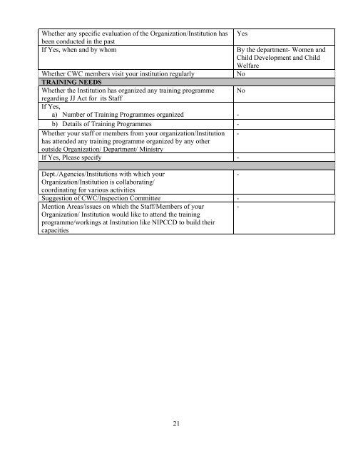 Part B State wise Profile of Child Care Institutions - Nipccd