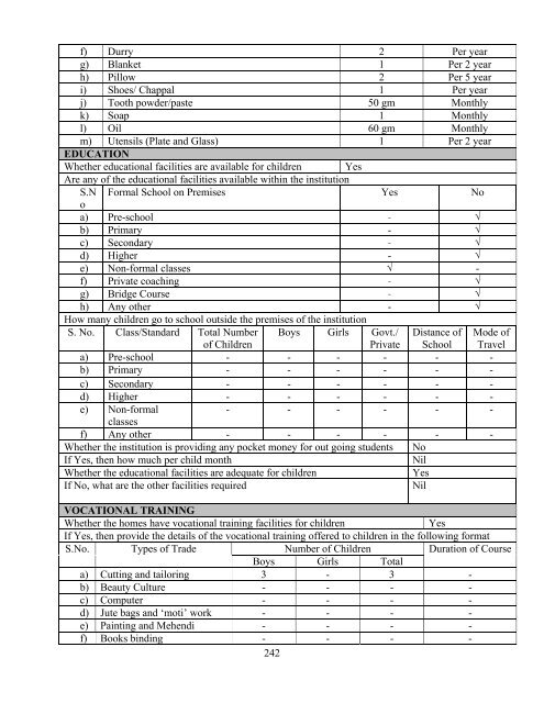 Part B State wise Profile of Child Care Institutions - Nipccd