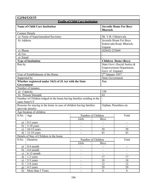 Part B State wise Profile of Child Care Institutions - Nipccd