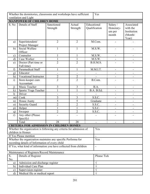 Part B State wise Profile of Child Care Institutions - Nipccd