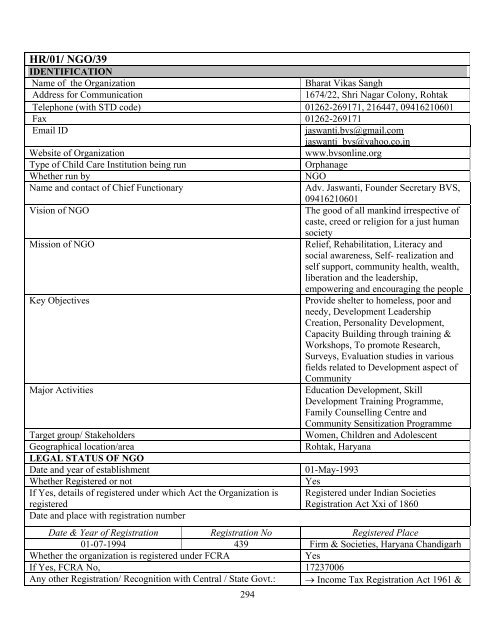 Part B State wise Profile of Child Care Institutions - Nipccd