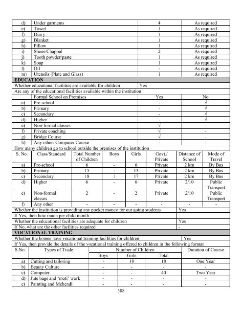 Part B State wise Profile of Child Care Institutions - Nipccd