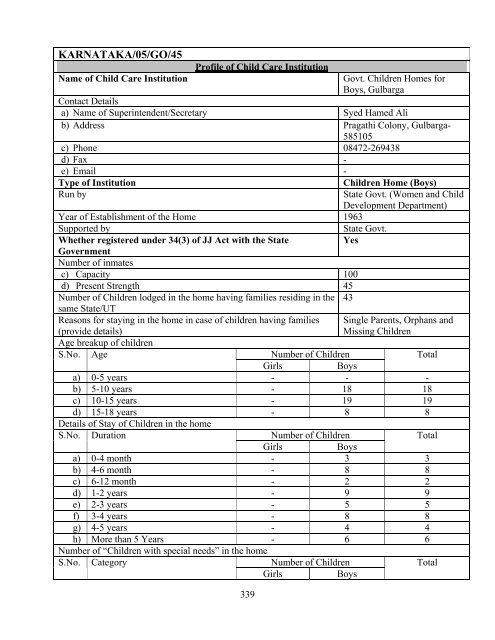 Part B State wise Profile of Child Care Institutions - Nipccd