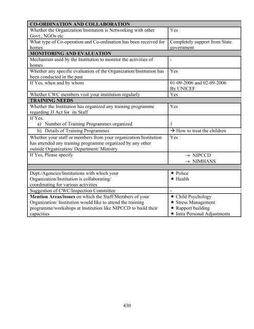 Part B State wise Profile of Child Care Institutions - Nipccd