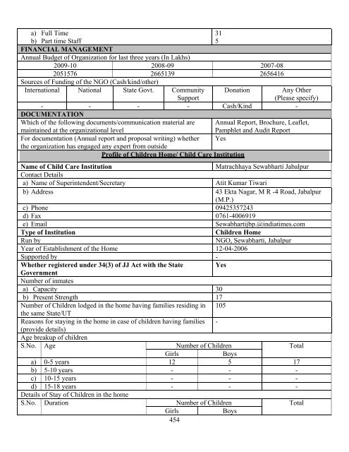 Part B State wise Profile of Child Care Institutions - Nipccd