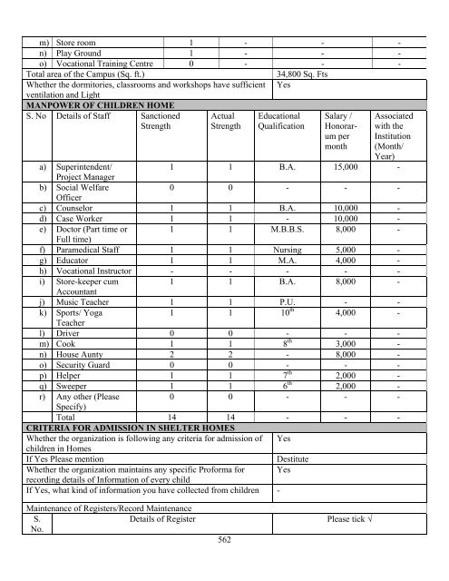 Part B State wise Profile of Child Care Institutions - Nipccd