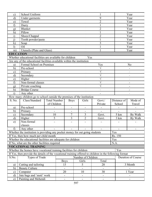 Part B State wise Profile of Child Care Institutions - Nipccd